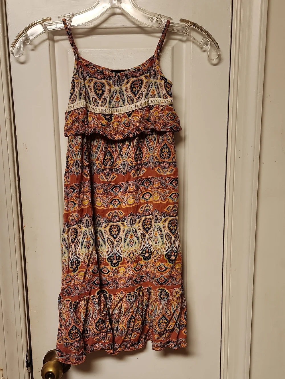 Boho Paisley Tiered Spaghetti-Strap Dress